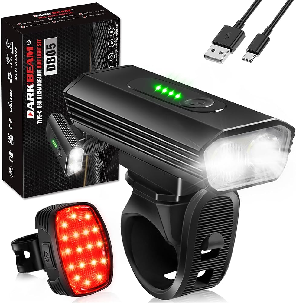 USB Rechargeable Bike Light Set – Front & Rear Safety Lights
